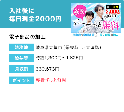 入社後に毎日現金20000円